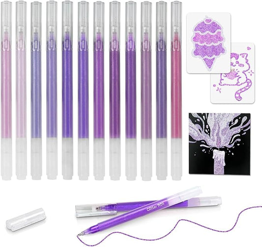 CAISEXILE 12 Purple Glitter Gel Pens Set, 1.0 mm Fine Point by CAISEXILE