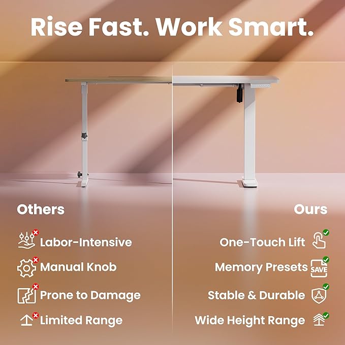 HUANUO 55 x 28 inch Electric Standing Desk Adjustable Height, 4 Memory Height - Image 6