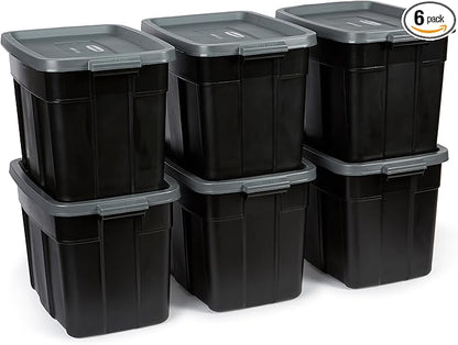 Rubbermaid 18 GAL 6 Pack Garage Storage Bins by Rubbermaid