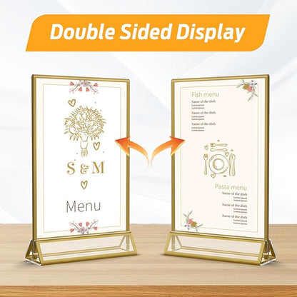 Smarpau Acrylic Gold Sign Holder 5x7, 8 Pack Table Number Holders, Double-Sided - Image 4