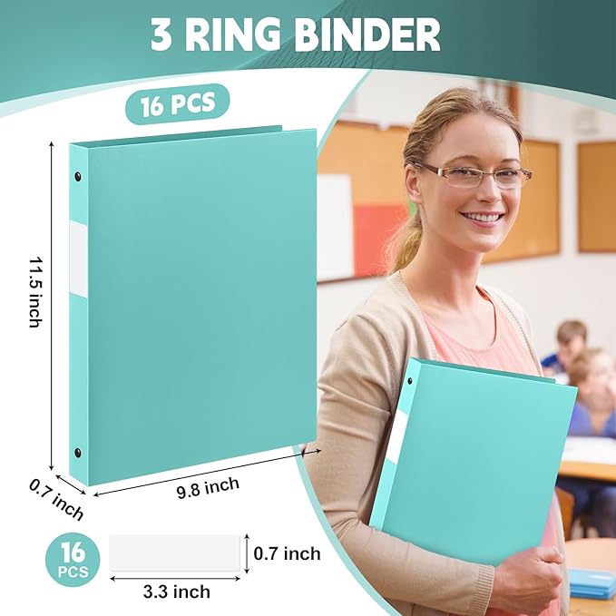 Henoyso 16 Pcs 3 Ring Binder 0.5 Inch Round Fits Letter Size 8.5'' x 11'' Paper - Image 2