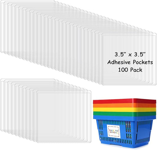 Jeyiour 100 Pcs Label Holders Adhesive Nameplate Pockets Storage Bin Labels by Jeyiour