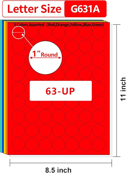 Gemsroyal 1 Inch Colored Round labels Printable, Colorful 1in Small Round - Image 2