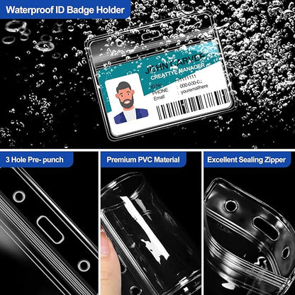 100 Pcs Clear Horizontal Badge ID Card and 100 Pcs Lanyard, Reusable Lanyards - Image 6