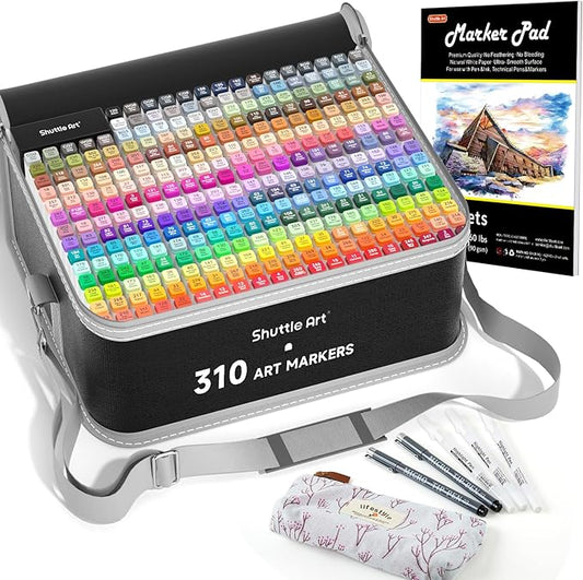 Shuttle Art 310 Colors Alcohol Markers, 309 Colors Dual Tip Art Marker Set Plus by ShuttleArt