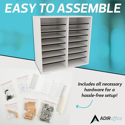 AdirOffice Wooden Adjustable organizerserature Organizer, 16 Compartment Office - Image 6