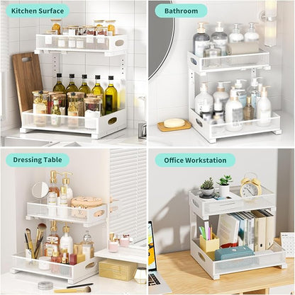 Beleeb Under Sink Organizer, Extra-Wide Upgrade, 2 Pack 2 Tier Metal Slide Out - Image 5