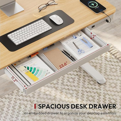 Standing Desk with Drawer, Electric Height Adjustable Home Office Desk with - Image 4