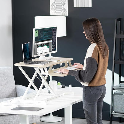 VIVO 32 inch Desk Converter, K Series, Height Adjustable Sit to Stand Riser - Image 9