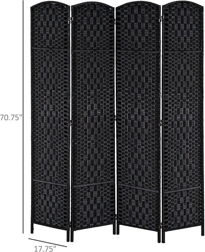 HOMCOM Room Divider, 4 Panel Folding Privacy Screen, 6FT Tall Portable Wicker - Image 7