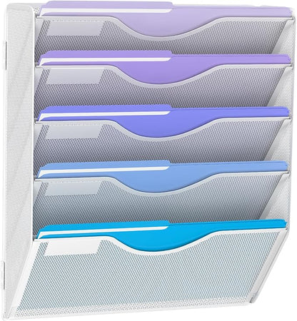 Gawerk 5 Tier Hanging Wall File Organizer, Mesh Mail Paper Orgnization Hanging by Gawerk