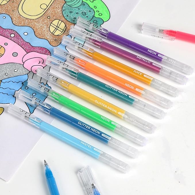 LIULIUCAI Gel Pens for Adult Coloring Book, 60 Colors Large Capacity Metallic - Image 7