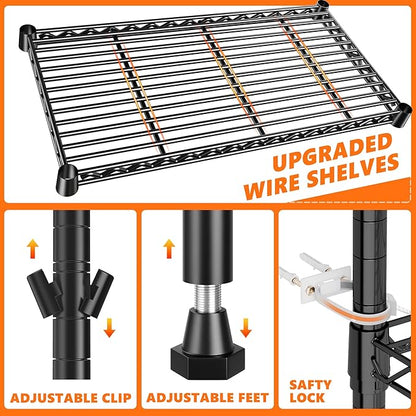 REIBII 1000LBS Wire Shelving Unit, 5 Tier Adjustable Metal Storage Shelves - Image 7
