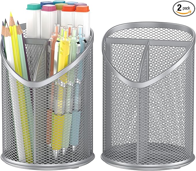 Delifox 2 Pack Pen Holder Mesh Round Pencil by Delifox