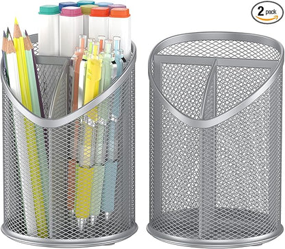 Delifox 2 Pack Pen Holder Mesh Round Pencil by Delifox