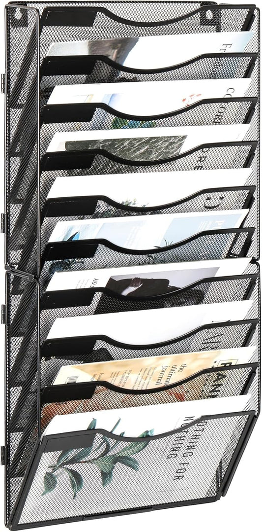 EasyPAG Wall File Organizer for Office 10 Pocket Mesh Wall Mounted Paper by EasyPAG