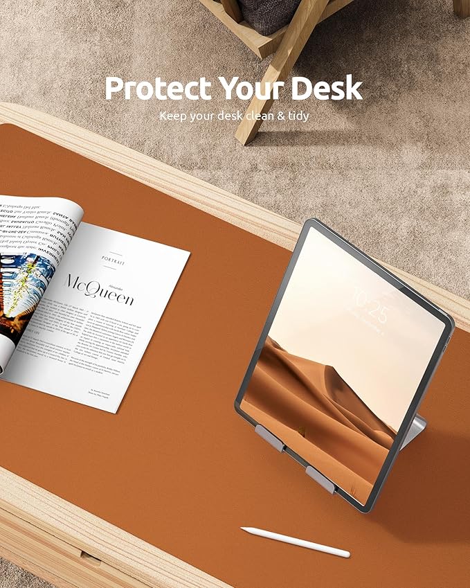 YSAGi Leather Desk Protector, Office Mat, Large Mouse Mat, Non-Slip PU Leather - Image 7