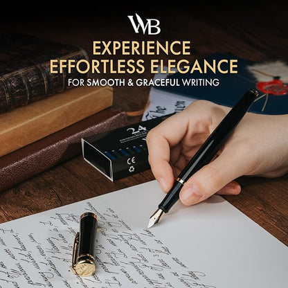 Wordsworth & Black Fountain Pen Set, 18K Gilded Extra Fine Nib, Includes 24 - Image 2