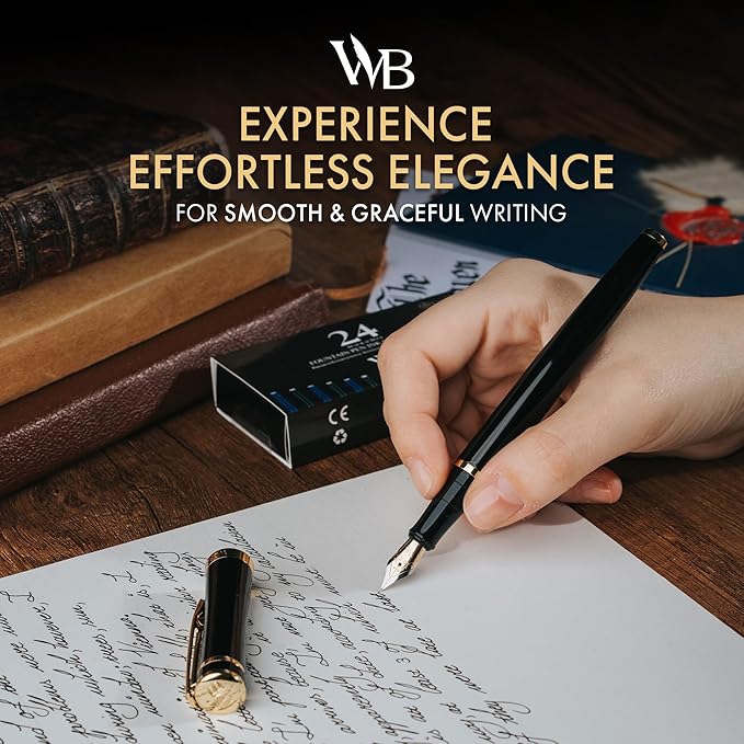 Wordsworth & Black Fountain Pen Set, Medium Nib, Includes 24 Ink Cartridges and - Image 2
