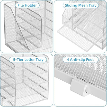 Marbrasse Desk Organizers and Accessories, 5-Tier Paper Letter Tray Organizer - Image 4