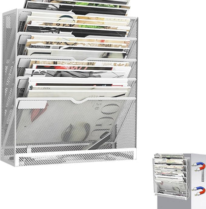 KZWKRG 6 Tier Magnetic File Holder, Large Capacity Mesh Hanging Wall Organizer by Unknown
