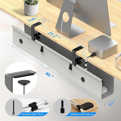 KIGJU Under Desk Cable Management Tray, 40-inch No-Drill Cord Organizer - Image 7