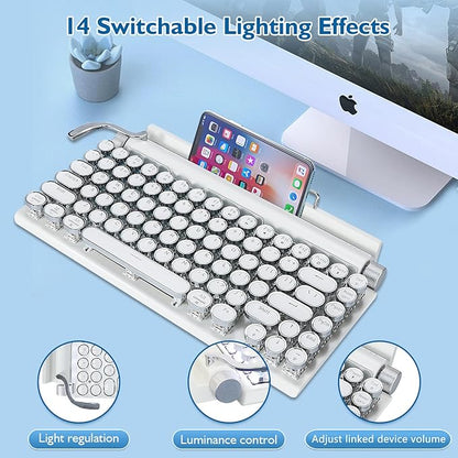 Adventurers Retro Typewriter Keyboard, 75% Layout 83 Keys Wireless Keyboard - Image 3