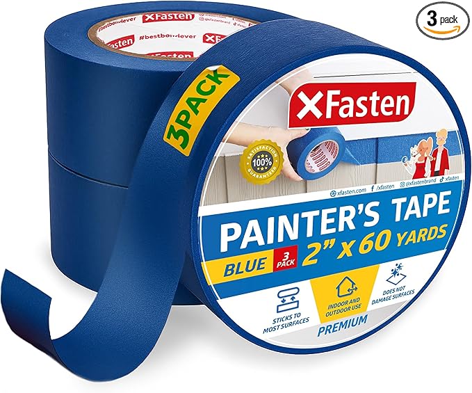 XFasten Professional Blue Painters Tape 2 Inch x 60 Yards Bulk Blue Masking Tape by XFasten