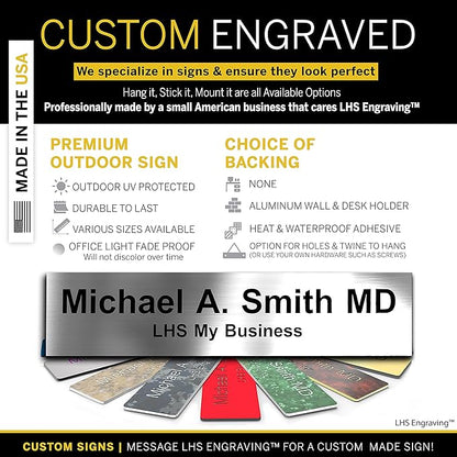 Door Name Plate Personalized for Office Brushed Steel Plastic Name Plate Black - Image 3