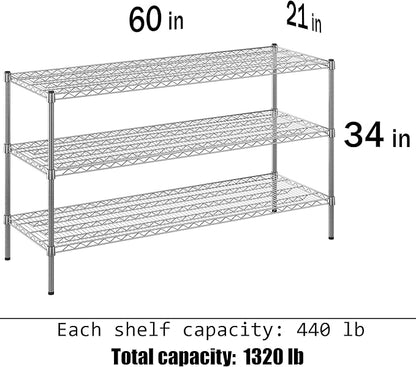 Regal Altair 21" Deep x 60" Wide x 34" Height Wire Shelving Kit | 3-Tier | NSF - Image 3