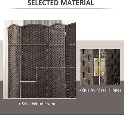 HOMCOM Room Divider, 4 Panel Folding Privacy Screen, 5.6' Tall Freestanding - Image 5