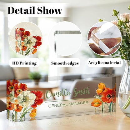 Personalized Name Plate for Desk, Custom Acrylic Desk Name Sign, Office - Image 2