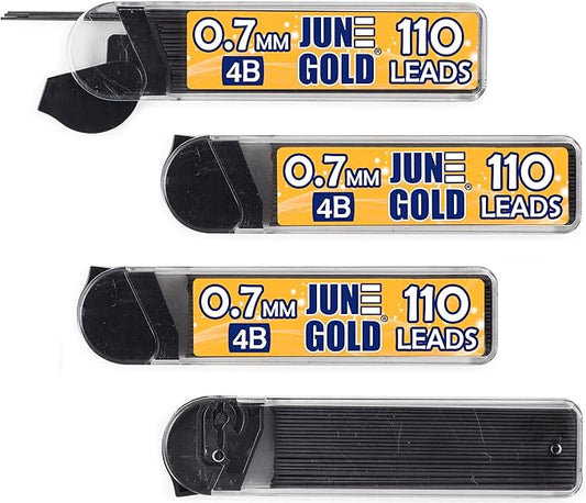 June Gold 440 Pieces, 0.7 mm 4B Lead Refills, 110 Pieces Per Dispenser by JuneGold