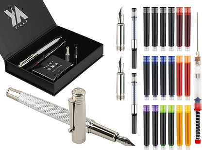 YICMY Fancy Fountain Pen Set – Fine & Medium Nibs, Includes 18 Ink Cartridges by YICMY