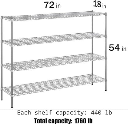 Regal Altair 18" Deep x 72" Wide x 54" Height Wire Shelving Kit | 4-Tier | NSF - Image 3
