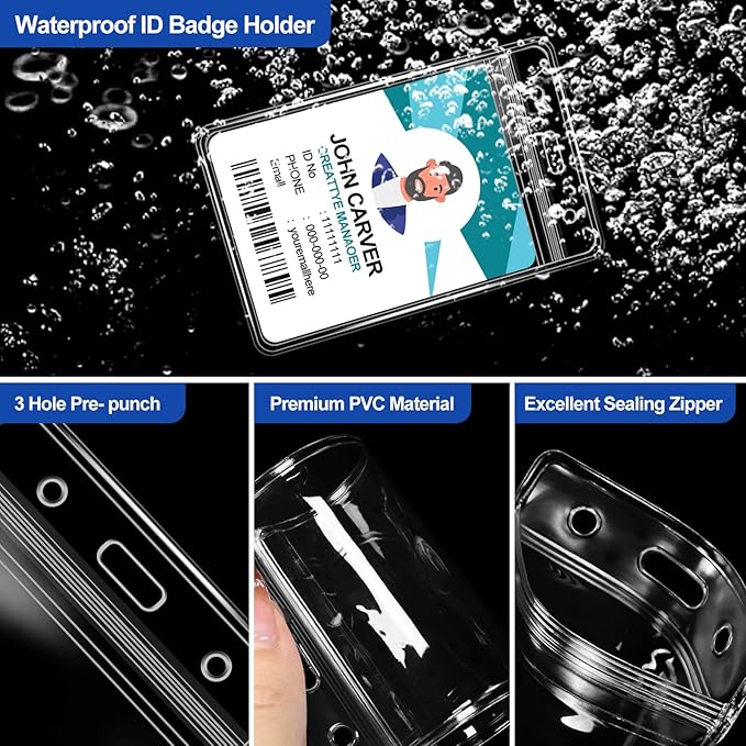 100 Pcs Clear Vertical Badge Id Card and 100 Pcs Lanyard, Reusable Lanyards - Image 6