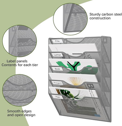 EasyPAG 5 Pocket Mesh Wall File Organizer, Hanging Paper Folder Holder - Image 3