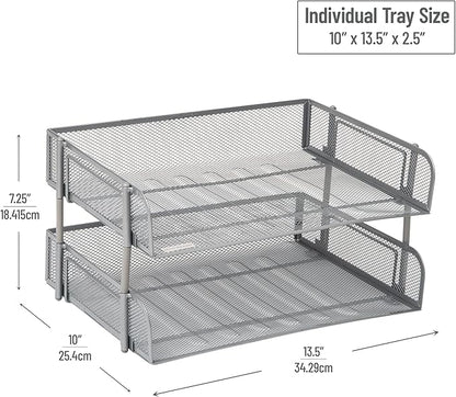 Mind Reader Stackable Paper Tray, Desktop Organizer, File Storage, Metal Mesh - Image 3