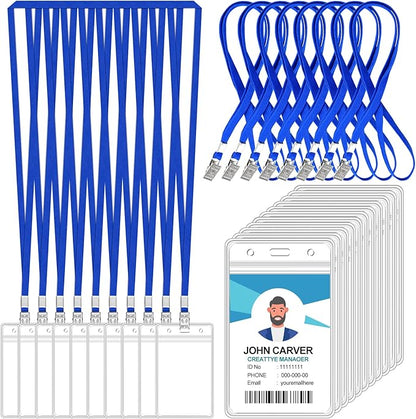 100 Pcs Clear Vertical Badge Id Card and 100 Pcs Lanyard, Reusable Lanyards by Orcielo
