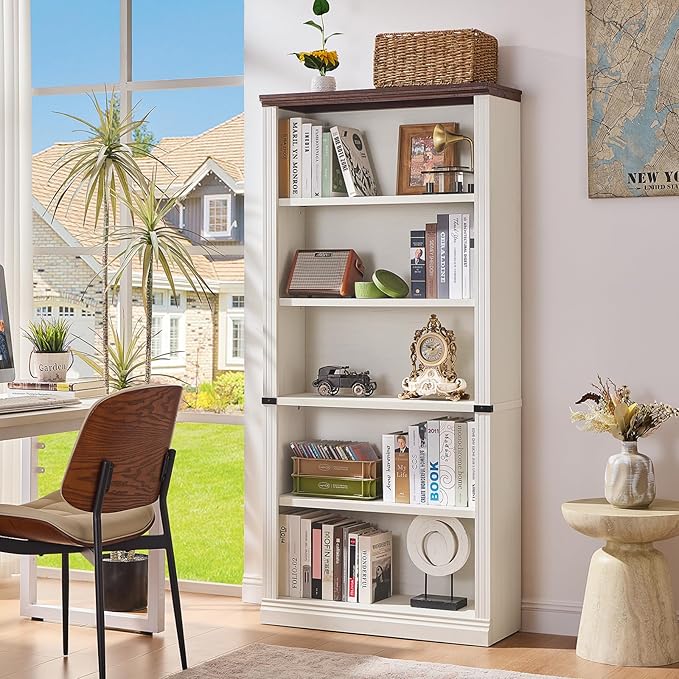 RWYHG 70" White Tall Bookshelf Set of 4, 5-Tier Thick Wooden Book Shelf - Image 2