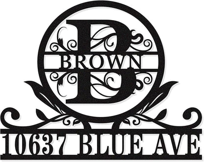 Personalized House Number Monogram Sign, Custom Address Sign by HYTSIGN