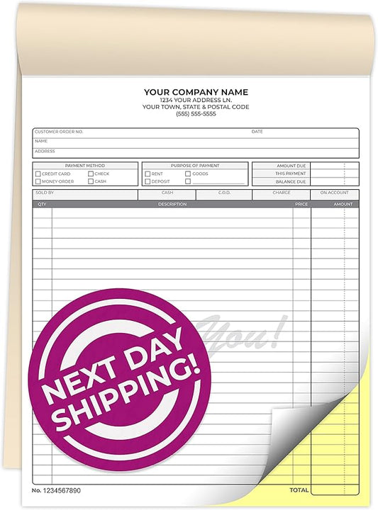Custom 8.5" x 11" Carbonless NCR Books in 2-Part Duplicate Invoices, Work Orders by PrintPPS