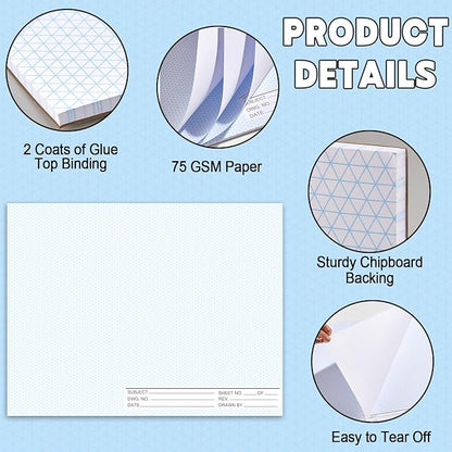 2 Pack 50 Sheets 22" x 17" Isometric Graph Paper Pad Landscape - Image 5