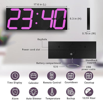 LED Large Digital Wall Clock, Oversize Wall Clock - Image 2