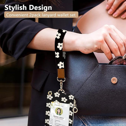 bolimoss Cute Floral Lanyard Wallet and ID Badge Holder - Image 4