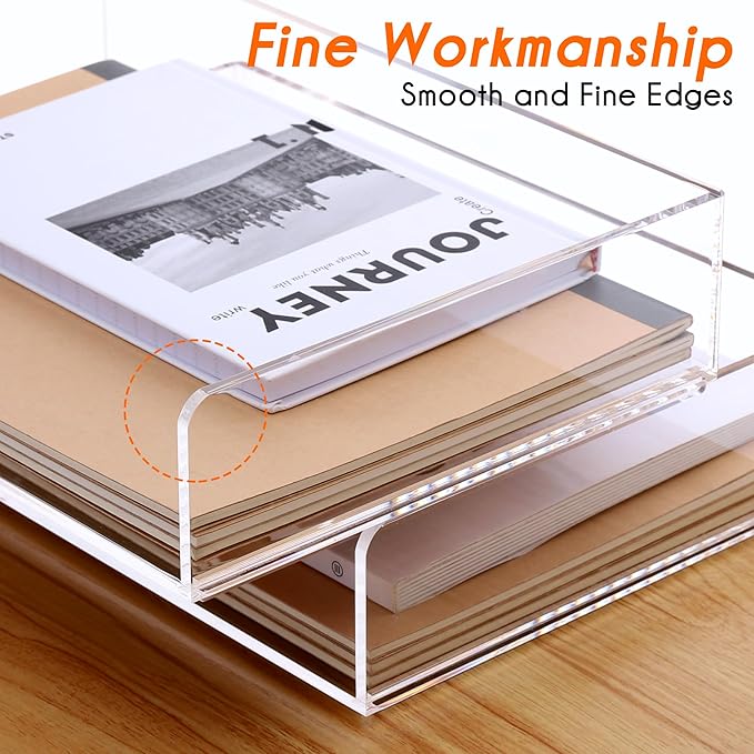 Paper Tray Organizer Clear Acrylic Desk Organizers and AccessoriesOffice - Image 6