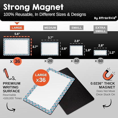 Attractivia Dry Erase Magnetic Labels 5.6 x 3.7 in, Pattern Borders, Large Dry - Image 3
