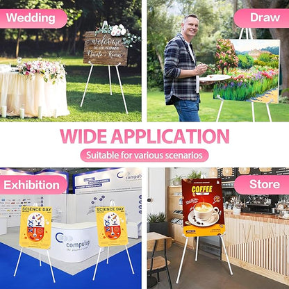 VAIIGO 63" White Easel Stand for Wedding Sign Poster Display Easel Folding Art - Image 9
