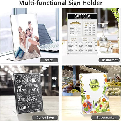 Ludery 8.5x11 Inches Acrylic Sign Slant Back Holder, Plastic Display Stand - Image 5