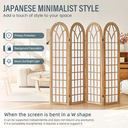 Aletheiawu Room Divider and Folding Privacy Screen, 4 Panel Japanese Shoji - Image 2